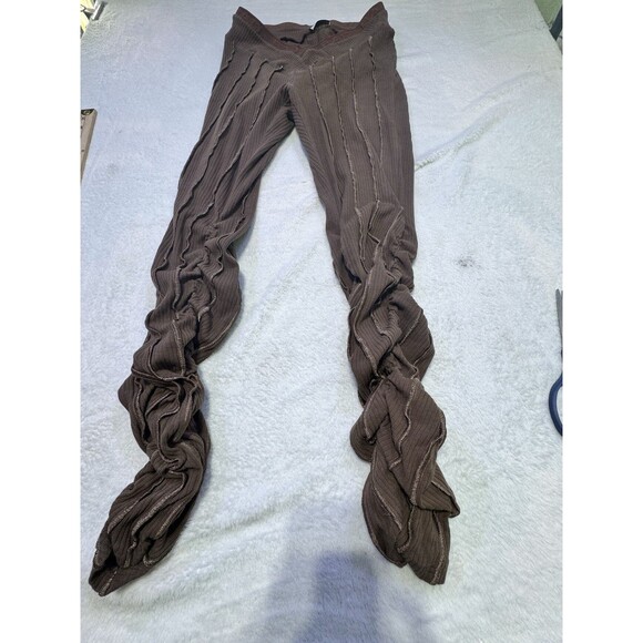 Bad society Club Dark Brown Ribbed Leggings Form Fit Y2K V Line XL Soft Comfy - Picture 2 of 12